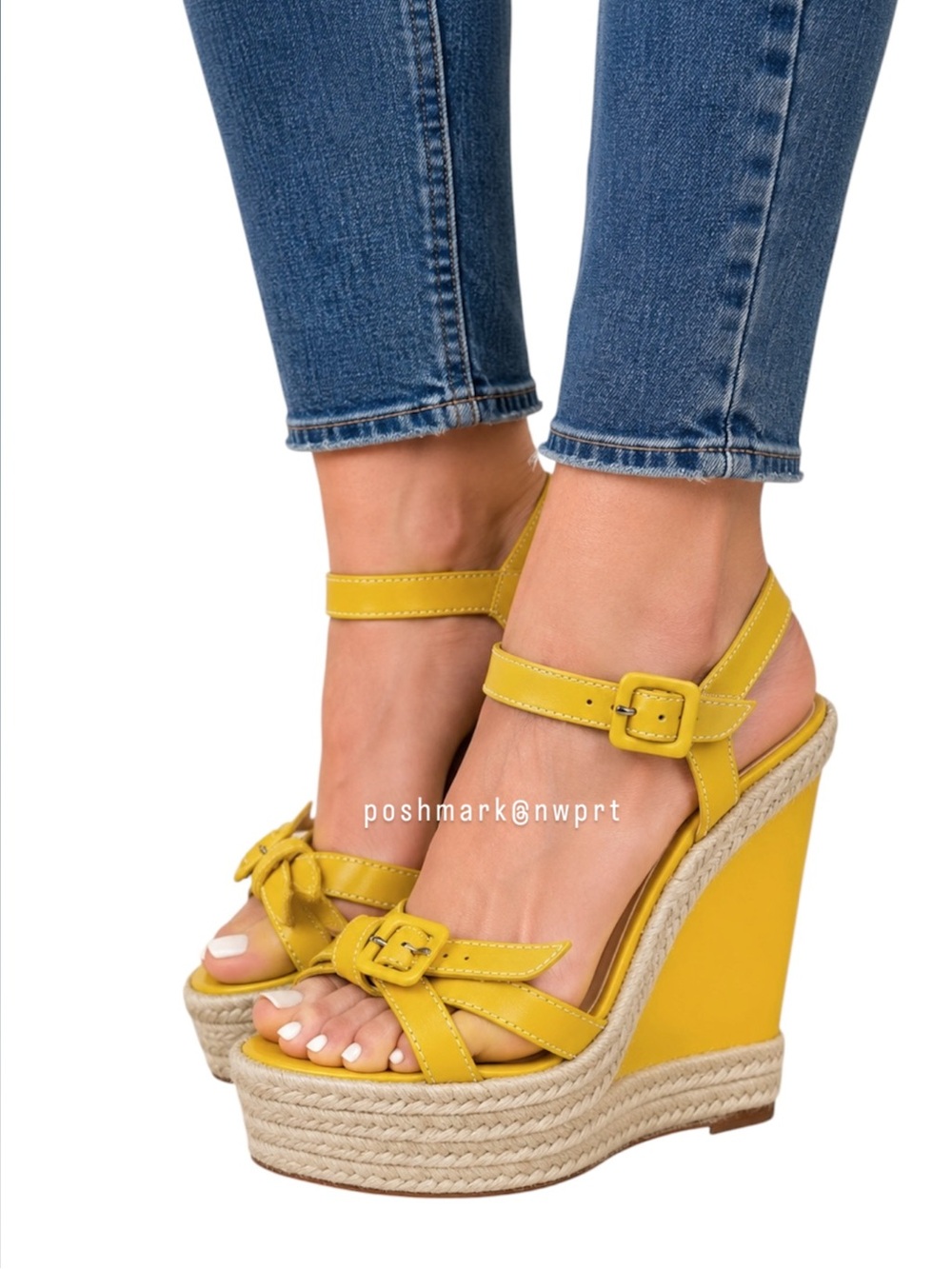 Christian Louboutin Zero Problem 140 Calf Rope Yellow Espadrilles Wedges Jute 38